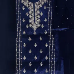 zohan Unstitched Velvet Salwar Suit Material Embroidered image 2