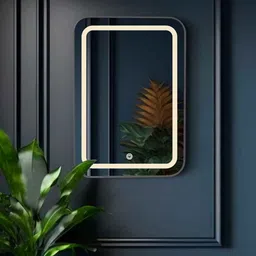 elegant arts & frames Charcoal Black Aluminium Led Rectangular Decorative Wall Mirror image 1