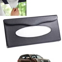 ccmm Universal Leatherite Black Rectangle Tissue Paper Box/Dispencer For Car-190 Vehicle Tissue Dispenser image 1