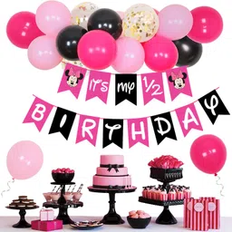 r g accessories Pink Black Balloons, It’s My Half Birthday Banner Decoration Kit (Pack Of 60)-picture-26