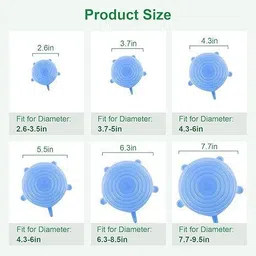 ablue clipper Set of 6 Reusable Safety Silicone Stretch Dishwasher Microwave 8 inch Lid Set, Pack of 6 image 3