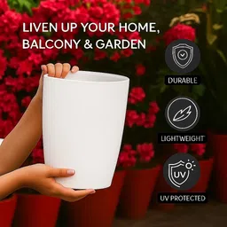 sarojtraders Plastic Tower Pot 14 inch Flower Pots for Home office Garden Balcony Plant Container Set image 3