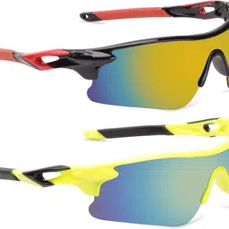tenford Sports UV400 COMBO (Pack of 2) Black:Red & Yellow Men Sports and Cricket Goggles-picture-15