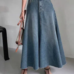 leriya fashion Women Solid Flared Blue Skirt-picture-10