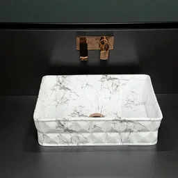 delta Premium Designer Ceramic Diamond Wash Basin(MN06) (19x13x5) Diamond-M06 Table Top Basin image 4