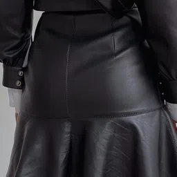 lulu & sky Women Solid Regular Black Skirt image 3