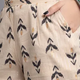 SUTI Sleeveless Keyhole Ethnic Motifs Printed Zari Pure Cotton Kurta with Palazzos image 2