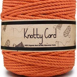 knottycord 3 Ply/Twisted Macrame (100 Meters, 4mm) Cotton Cord/Dori Thread for Macrame DIY, Carfts and Other Projects (Saffron) image 1