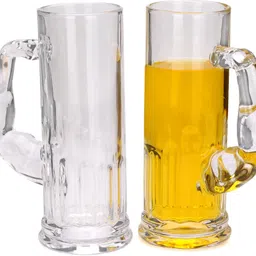 1st Time Combo Of 2 Beer Glass And 1 Snack Plate, Transparent, Glass, Pack Of 3 -A48 Glass Tray Set image 4