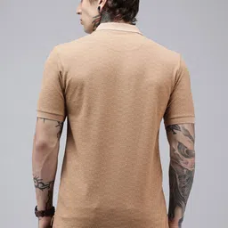 u.s. polo assn. Men Solid Polo Neck Pure Cotton Brown T-Shirt image 5