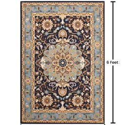 presto Blue Traditional Wool 4 ft x 6 Hand Tufted Carpet image 3
