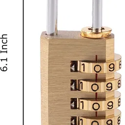 kuber industries 4 Digit Combination Padlock|Keyless Luggage Lock (Brass) Padlock image 3