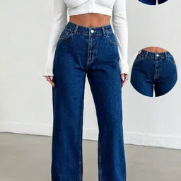 blessica Women Relaxed Fit High Rise Blue Jeans image 3