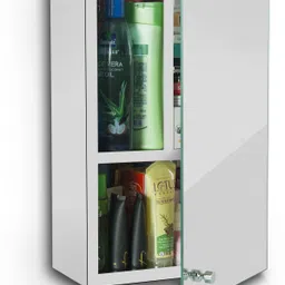 primos Platinum Stainless Steel Mirror Storage Shleves Bathroom Cabinet 10x5x16 Inches Stainless Steel Wall Shelf image 2