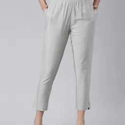 twin birds Women Straight Fit Grey Viscose Rayon Trousers-picture-15