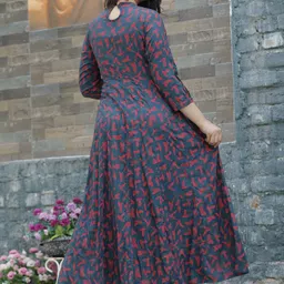 goyal fashion Women Printed Viscose Rayon Gown Kurta image 2
