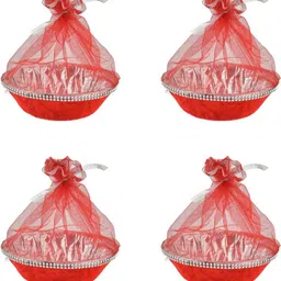 ochre set of 4 small round velvet basket Plastic Fruit & Vegetable Basket-picture-35