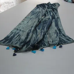 rbfabrics Self Design Silk Women Blue Stole image 1