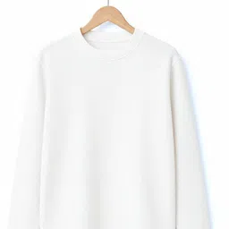 try this Men Solid Round Neck Cotton Blend White T-Shirt image 1