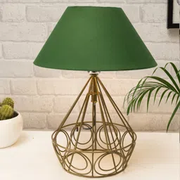 homesake Modern Farmhouse Metal Golden Desk Table Lamp, Bedside Living Room , Diamond, Green Table Lamp-picture-28