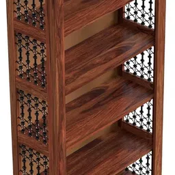 gf furniture Solid Sheesham Wood Bookshelf for Home ,Living Room Solid Wood Close Book Shelf image 4