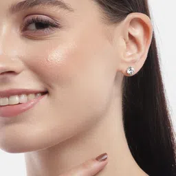 Carlton London 925 Sterling Silver Set of 3 RhodiumPlated with Zirconia-Pearl Stud Earring image 5