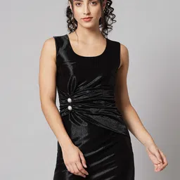 Beatnik Round Neck Sheath Mini Dress-image-7