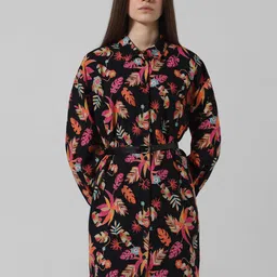 ONLY Floral Printed Belted Pure Cotton Shirt Dress image 1