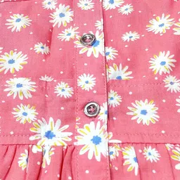 Naughty Ninos Girls Pink & White Floral Printed Fit & Flare Mini Dress image 5