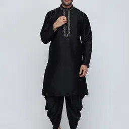 ROYAL KURTA Men Black Thread Work Kurta-picture-42