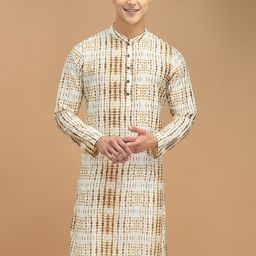 DEYANN Shibori Dyed Mandarin Collar Cotton Silk Kurta-picture-6