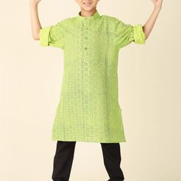 Fabindia Boys Geometric Printed Pure Cotton Straight Kurta-picture-5