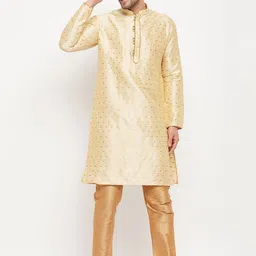 VASTRAMAY Men Woven Design Jacquard Kurta image 3