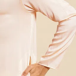 KISAH Men Peach-Coloured Thread Work Pathani Kurta image 5