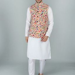 Exotic India Printed Cotton Corduroy Nehru Jacket-picture-33