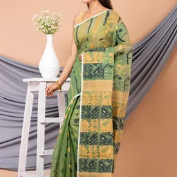 Laa Calcutta Woven Design Pure Cotton Jamdani Saree-image-15