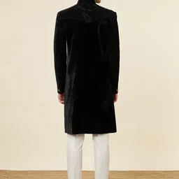 Manyavar Embroidered Mandarin Collar Velvet Sherwani Set image 5