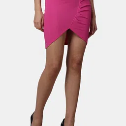 Popwings Self Design Ruched Mini Pencil Skirt image 2