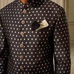Tasva Men Black Printed Sherwani Set image 2