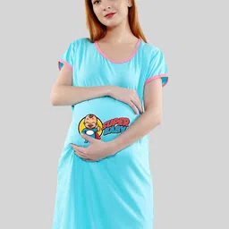 SillyBoom Typography Printed Cotton Maternity T-Shirt Dress-picture-26