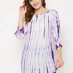 Ruhaans Women Rayon Tie & Dye Purple Tunic-picture-17