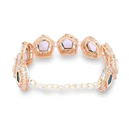 Zaveri Pearls Gold Plated Austrian Diamonds Stone Studded Link Bracelet image 3