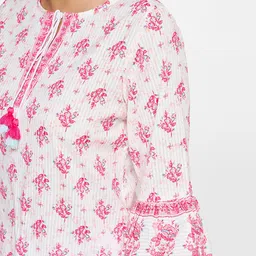 Global Desi Floral Printed Bell Sleeves Pure Cotton Kurti image 5