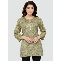 Saree Swarg Green Ethnic Motifs Printed Kurti image 1