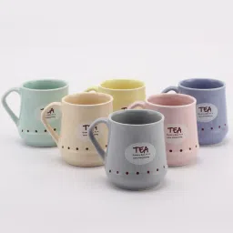the decor mart Hickory 190ml Multicolour Ceramic (Set of 6) Tea Cups image 2
