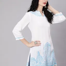 AKS Mandarin Collar Ethnic Motif Printed Kurti image 3