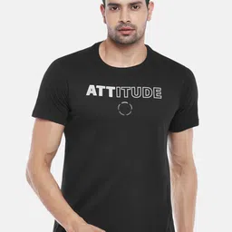 Ajile by Pantaloons Men Black Typography Printed Slim Fit Running Cotton T-shirt-picture-24