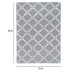 Buy Grey Wool and Viscose Geometrical 6 x 8 Feet Hand Tufted Carpet by Joyrugs by littlelooms image 3