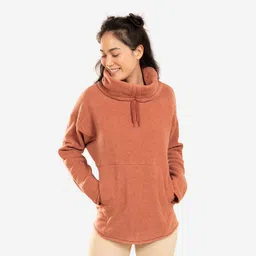 Women's Relaxation Yoga Fleece Sweatshirt - Brown-image-10