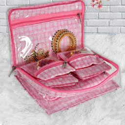 Kuber Industries Set Of 2 Pink & White Printed Jewellery Organisers image 3